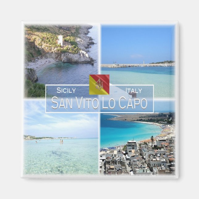 SCL023 SAN VITO LO CAPO, Mosaic, Sicily, Fridge Magnet (Front)
