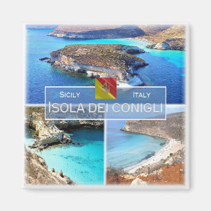 SCL027 ISOLA DEI CONIGLI, Mosaic, Sicily, Fridge Magnet