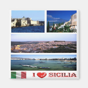 SCL052 SICILY I Love - Mosaic - Italy - Fridge Magnet
