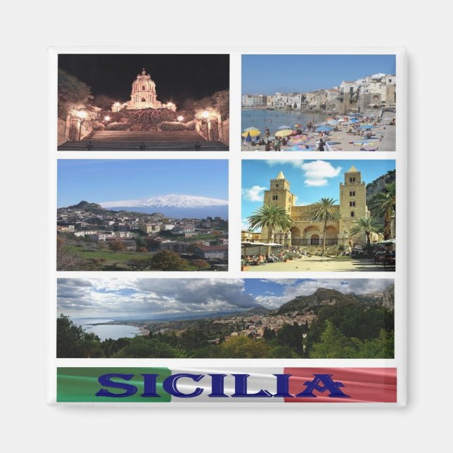 SCL054 SICILY - Mosaic - Italy - Fridge Magnet (Front)