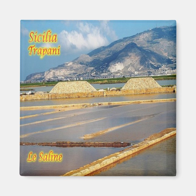 SCL058 TRAPANI Le Saline, Sicily,  Fridge Magnet (Front)