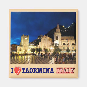 SCL060 TAORMINA by Night - I Love - Fridge Magnet