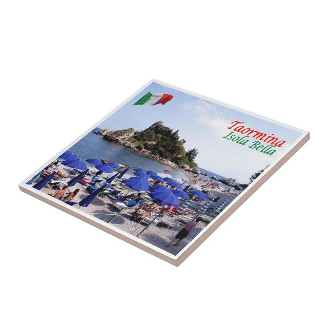 SCL067 TAORMINA, Isola Bella, Sicily, Tile (Side)