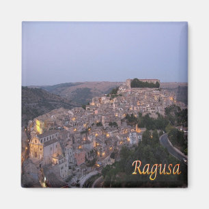 SCL072 RAGUSA by Night, Sicily, Italy, Fridge Magnet