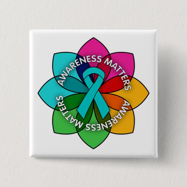 Scleroderma Awareness Matters Petals 15 Cm Square Badge (Front)