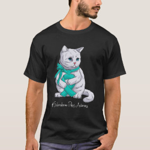Scleroderma Awareness Month Teal Ribbon Cat T-Shirt