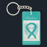 Scleroderma Awareness Ribbon Angel Keychain<br><div class="desc">Awareness ribbon angel keychain features the art of a teal awareness angel painting. The art side notes "Scleroderma Awareness" and the reverse side states "I Hope & Support Awareness for a Scleroderma Cure!" Add your own custom words for personalised angel art cause awareness custom charm key chains! You can also...</div>