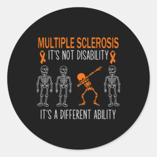 Sclerosis Awareness Dabbing Ability Orange Ribbon Classic Round Sticker