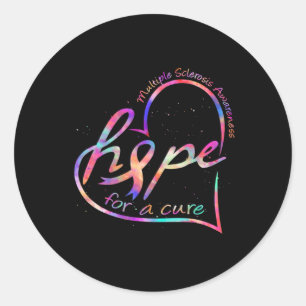 Sclerosis Awareness Hope For A Cure Rainbow Tie Dy Classic Round Sticker