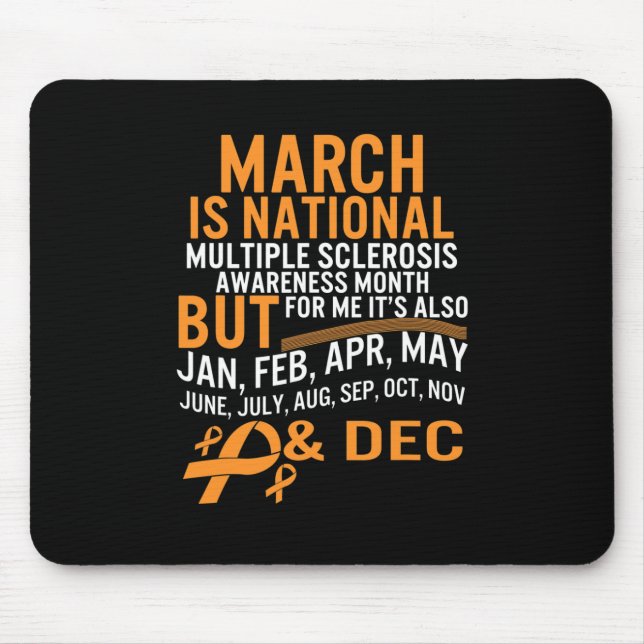 Sclerosis Awareness Month Ms Orange Ribbon Brain  Mouse Mat (Front)