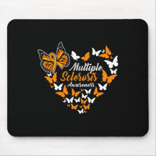 Sclerosis Awareness Ms Orange Ribbon Butterfly Mouse Mat