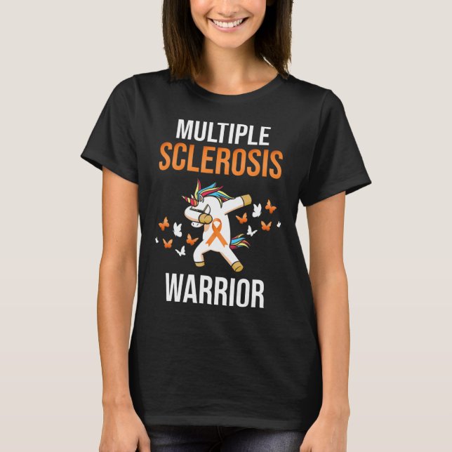 Sclerosis Awareness Ms Survivor Unicorn Warrior  T-Shirt (Front)