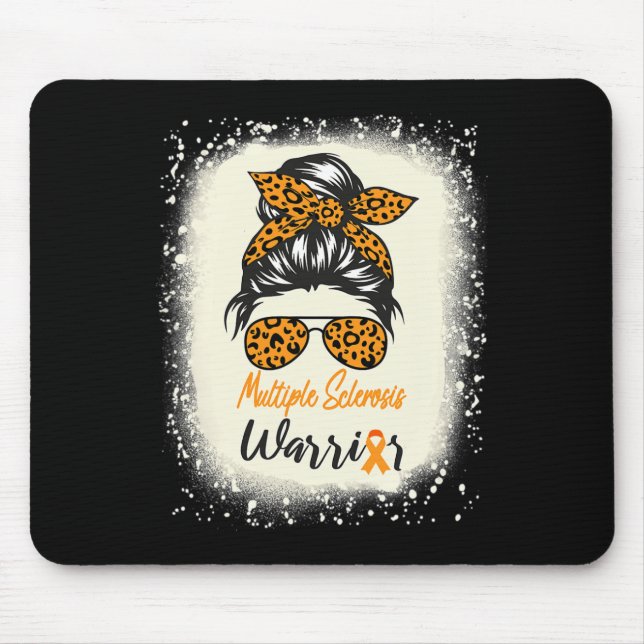 Sclerosis Awareness Ms Warrior Messy Bun Leopard  Mouse Mat (Front)