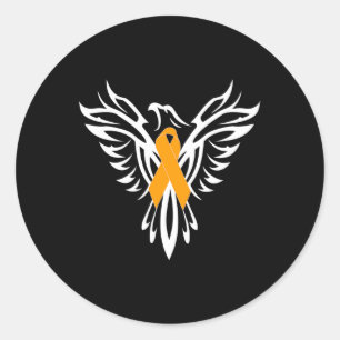 Sclerosis Awareness Orange Ribbon Phoenix Classic Round Sticker