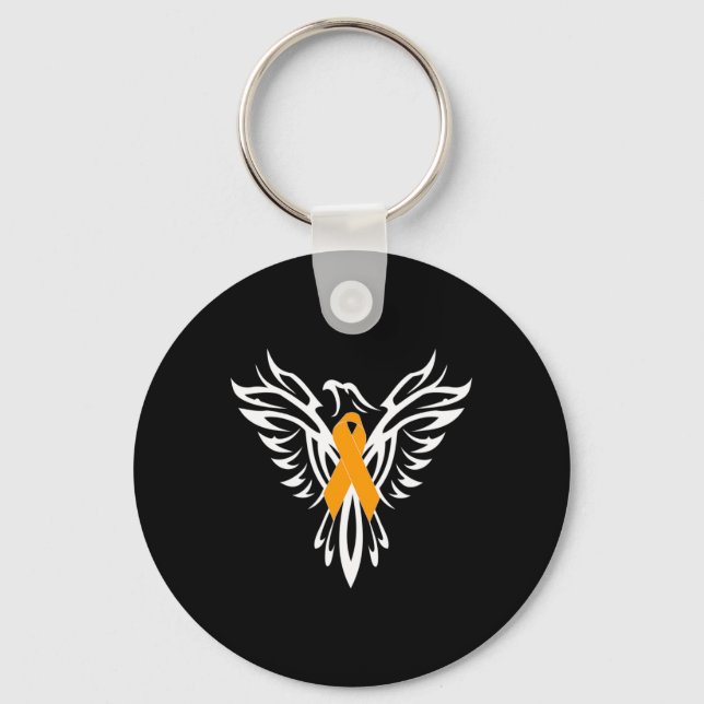 Sclerosis Awareness Orange Ribbon Phoenix  Key Ring (Front)