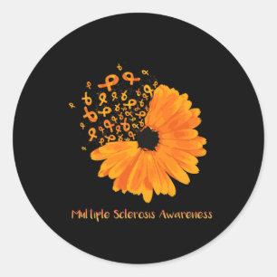 Sclerosis Awareness Ribbon Flower Ms Hope Fighter Classic Round Sticker