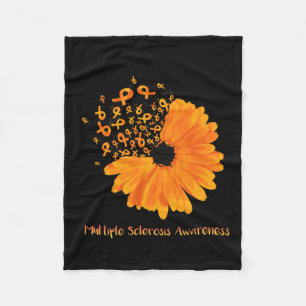 Sclerosis Awareness Ribbon Flower Ms Hope Fighter  Fleece Blanket