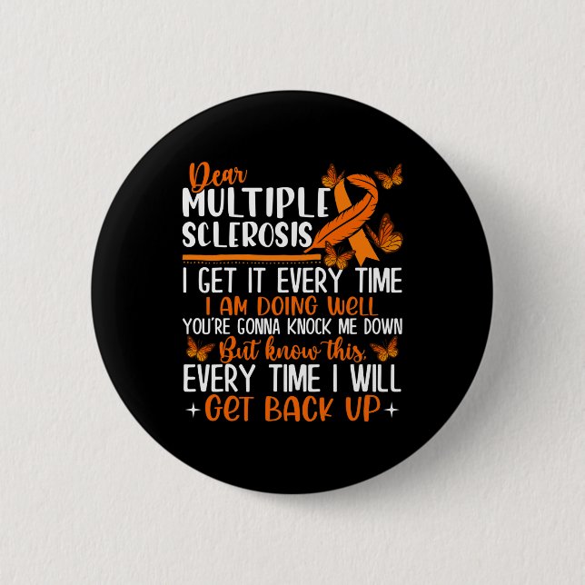 Sclerosis Butterfly Ribbon World Ms Day  6 Cm Round Badge (Front)
