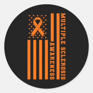 Sclerosis Ms Awareness Patriotic Usa American Flag Classic Round Sticker