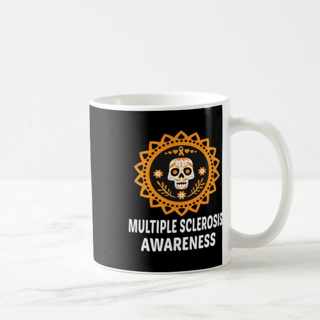 Sclerosis Ms Orange Ribbon Skull  Coffee Mug (Right)