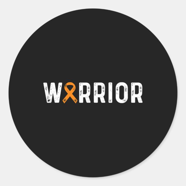 Sclerosis Warrior Awareness Ms Orange Ribbon  Classic Round Sticker (Front)