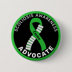 Scoliosis Awareness Advocate Ribbon Black Button
