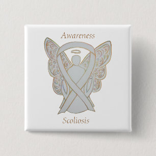 Scoliosis Awareness Angel White Ribbon Art Pin