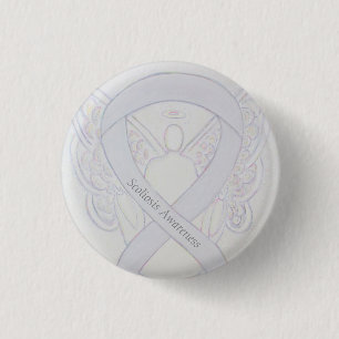 Scoliosis Awareness Angel White Ribbon Art Pin