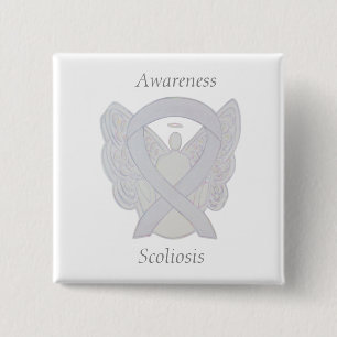 Scoliosis Awareness Angel White Ribbon Art Pin