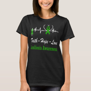 Scoliosis Awareness Heartbeat Christian Cross Supp T-Shirt