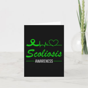 Scoliosis Awareness Love Heartbeat Green Ribbon Su Card
