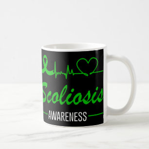 Scoliosis Awareness Love Heartbeat Green Ribbon Su Coffee Mug