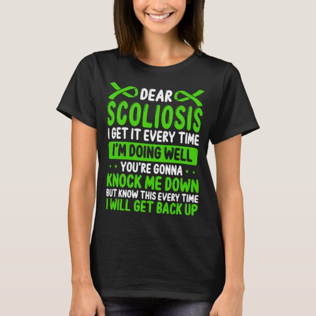 Scoliosis Awareness Month Green Scoliosis Ribbon T-Shirt (Front)