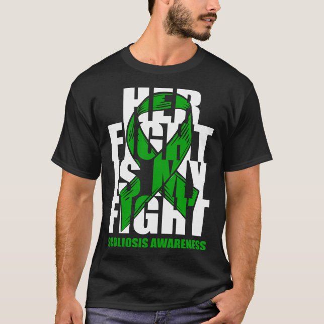 Scoliosis Awareness Month June Green Ribbon Her Fi T-Shirt (Front)