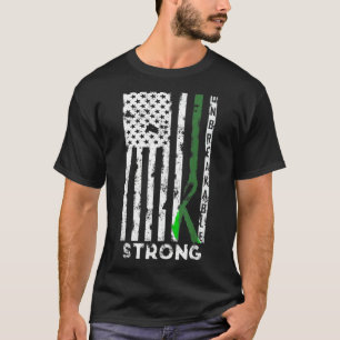 Scoliosis Awareness Month Ribbon American Flag T-Shirt