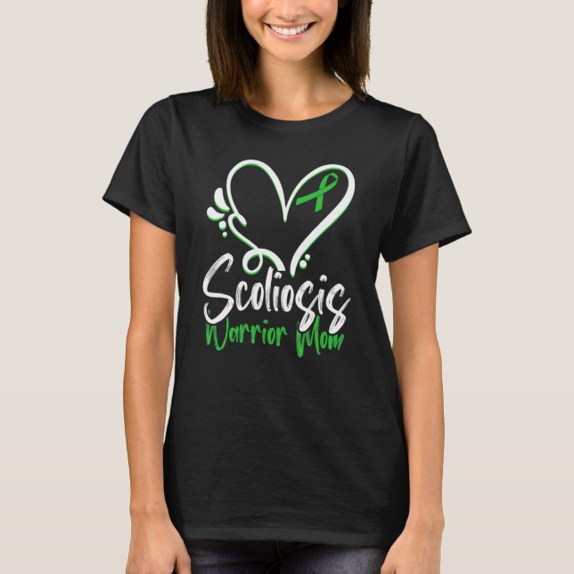 Scoliosis Awareness Mum Heart Scoliotic Warrior Su T-Shirt (Front)