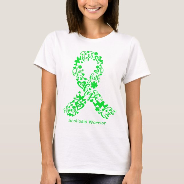 Scoliosis Awareness Ribbon Support Gifts T-Shirt (Front)
