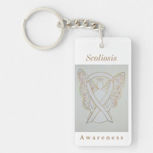 Scoliosis Awareness White Ribbon Keychain