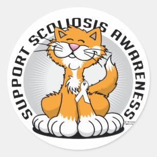 Scoliosis Cat Classic Round Sticker