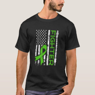 Scoliosis Fighter Flag Green Ribbon Awareness Spin T-Shirt