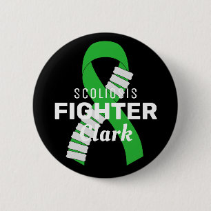 Scoliosis Fighter Ribbon Black Button