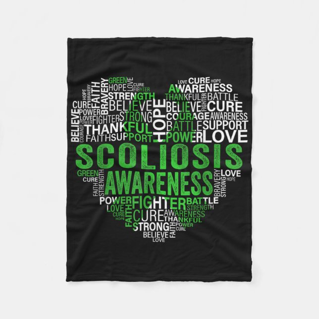 Scoliosis Green Ribbon Awareness Support  Fleece Blanket (Front)