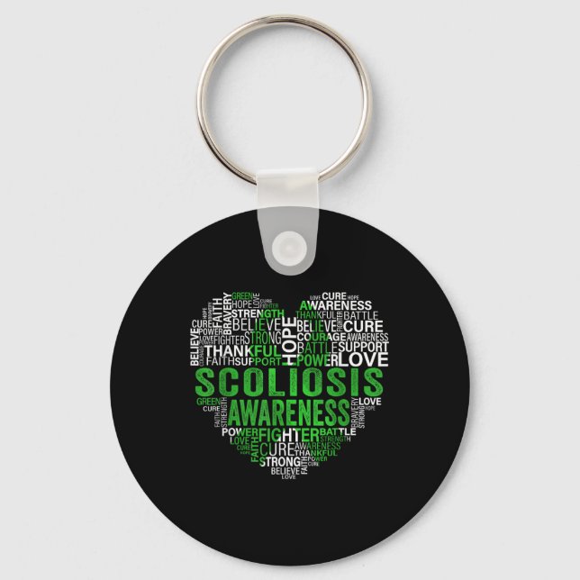 Scoliosis Green Ribbon Awareness Support  Key Ring (Front)