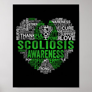 Scoliosis Green Ribbon Awareness Support Poster