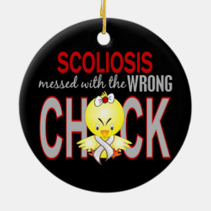Scoliosis Messed With Wrong Chick Ceramic Tree Decoration