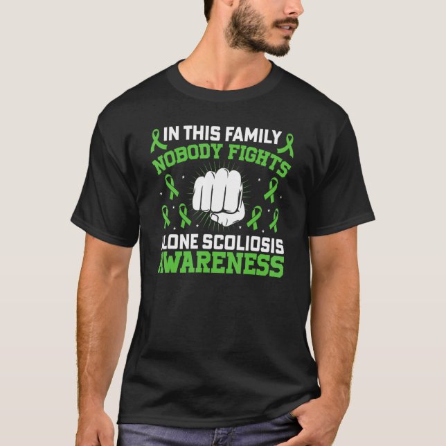 Scoliosis  Spinal Injury Green Ribbon Awareness Sc T-Shirt (Front)