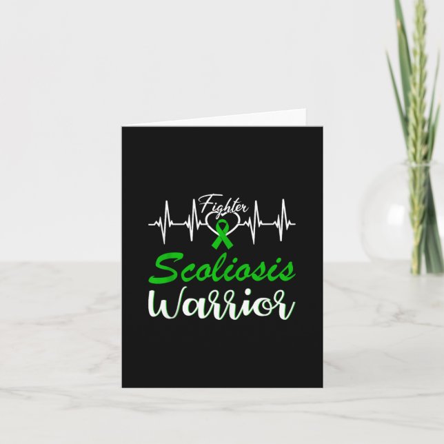 Scoliosis Warrior Heartbeat Fight Green Ribbon Lov Card (Front)