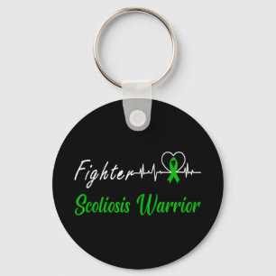 Scoliosis Warrior Heartbeat Fight Green Ribbon Lov Key Ring