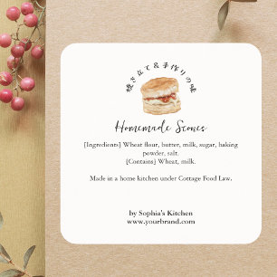 Scone Watercolor Simple Bakery Ingredient Product Square Sticker