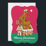 Scooby and Gingerbread House Holiday Card<br><div class="desc">Spread holiday cheer with this adorable card featuring Scooby-Doo alongside a festive gingerbread house. Perfect for fans of the classic Hanna-Barbera cartoon,  this playful and nostalgic design captures the joy and charm of the holiday season in a fun and creative way.</div>